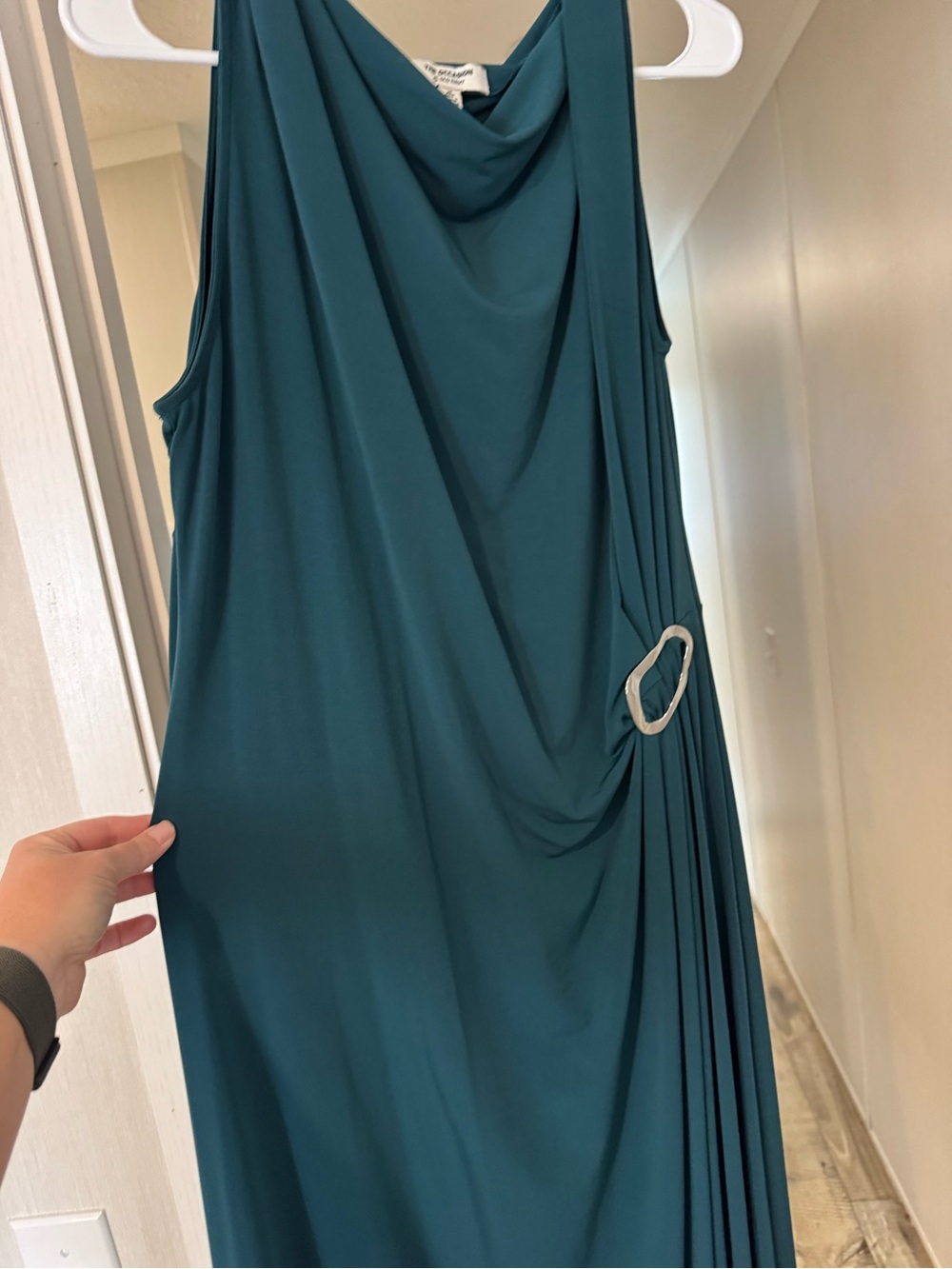 Elegant Teal Drape Evening Dress with Silver Accent Old Navy The Occasion XLtall